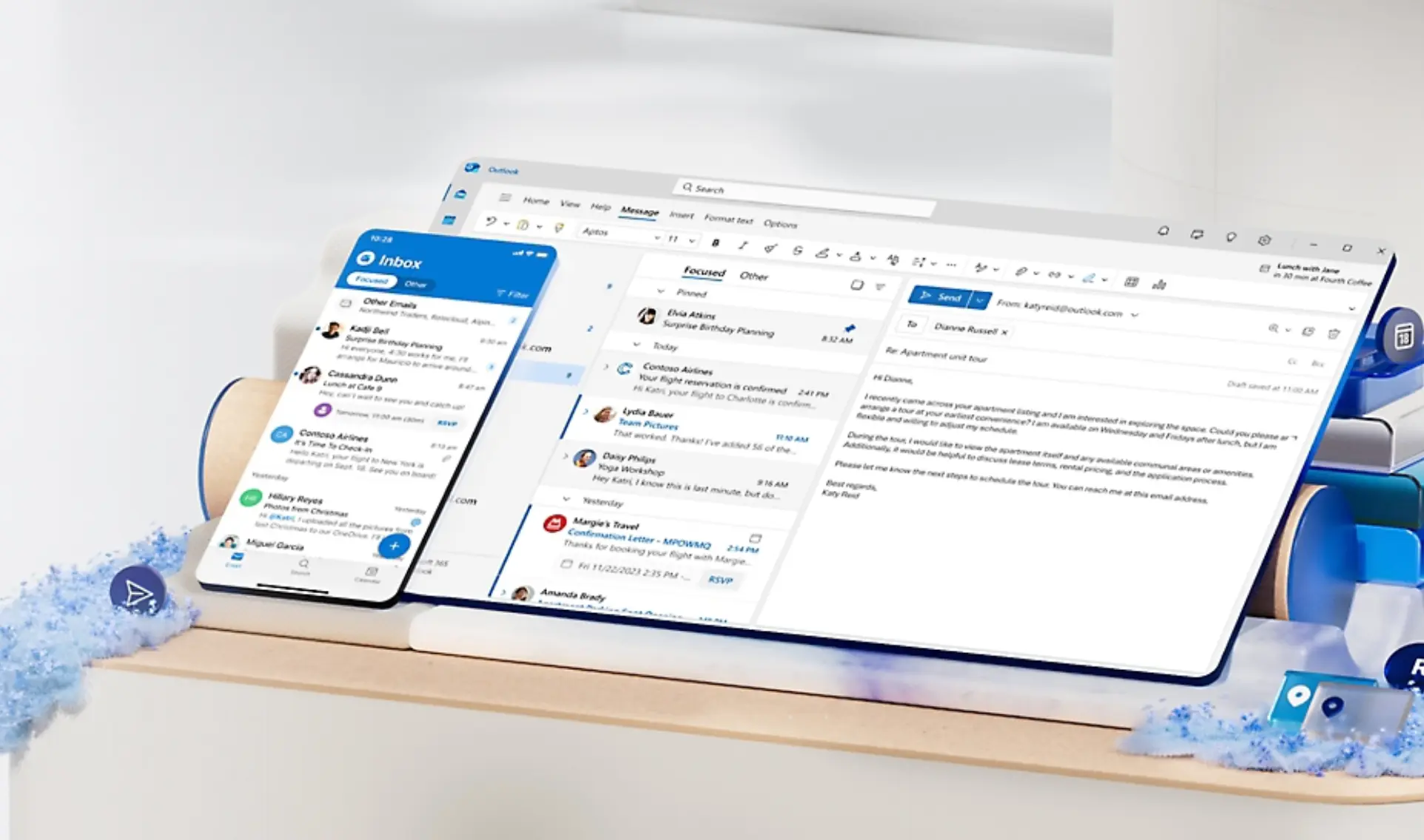 Showing email view on laptop and mobile through flowix website